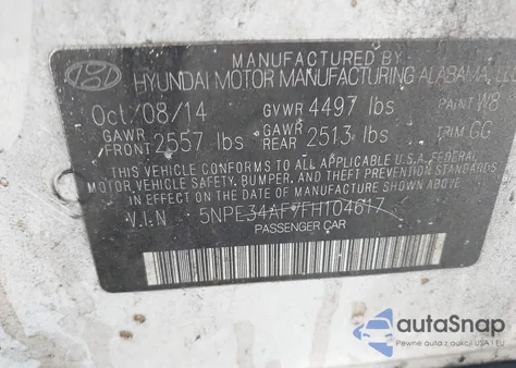 2015 Hyundai Sonata Sport from USA, damaged, VIN 5NPE34AF7FH104617